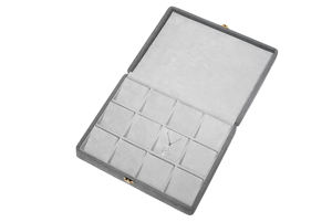 Organisateur de colliers japonais imprimé, rectangulaire à douze compartiments, style pelle à poussière, coins arrondis, en papier velours, 243x213x50mm - Product Image 6