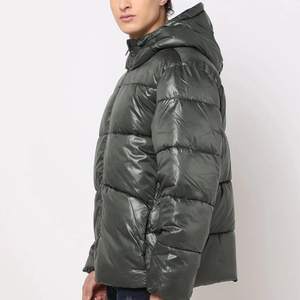 OEM Custom Men Plus Size Winter Quilted <b>Jacket</b> Waterproof Windbreaker Zipper Hoodie Embroidered Casual Snow Wear puffer hiking - Product Image 6