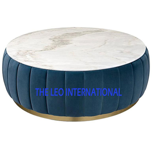 Table basse ottoman décorative en bois, mousse et tissu, meuble moelleux pour chambre, salon, balcon - Product Image 2