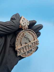 Colgante de Plata 925 con Moissanita y Diamantes, Diseño As de Espadas, Estilo Hip Hop, para Hombre y Mujer, Colgante de Póker Brillante - Product Image 6