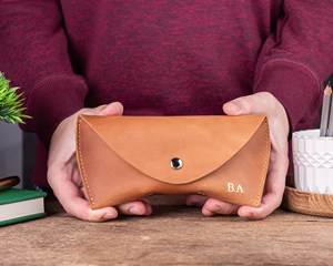Premium Cowhide Leather <b>Glasses</b> <b>Case</b> Handmade <b>Soft</b> Spectacles Pouch Luxury Slim Sunglasses Cover Leather Bag LGC-0112 - Product Image 2