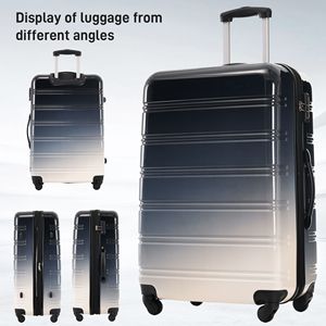 Set di bagaglio rigido nero gradiente 3 pezzi valigia espandibile con Spinner ruote TSA lucchetto leggero 20 "24" 28 "disponibile - Product Image 4