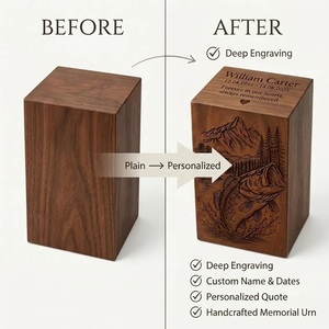 Personalized <b>Pet</b> Fishing Wooden American Style Cremation Urn Custom Engraved Memorial <b>Ashes</b> <b>Keepsake</b> Funeral Tribute Gift - Product Image 4