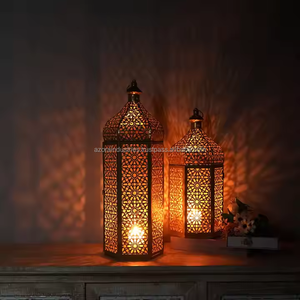 Middle East Festival Retro <b>Moroccan</b> Iron Art Door Hollow-Out Candlestick Wind Lamp Home Decoration - Product Image 1