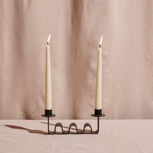 Porte-bougie conique moderne en métal noir mat, bougeoir ondulé abstrait minimaliste pour la décoration de table de mariage ou de la maison - Product Image 1