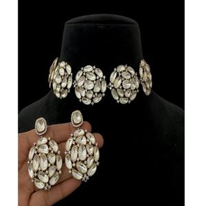 Conjunto de Gargantilla y Pendientes de Moissanita de Lujo, Chapado en Oro, de Latón de Primera Calidad, para Bodas, Colección para Mujer - Product Image 1