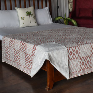 Boho Cotton Kantha Twin Quilt <b>Throw</b> 150x220 cm Hand Block Printed Hand Embroidered Indian Handmade Bedspread Home Textile Export - Product Image 3