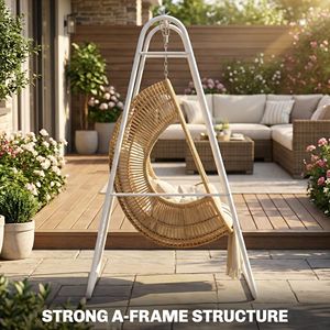 Supporto per amaca a forma di A in legno per uso esterno e in parchi, capacità di carico fino a 150 kg, colore bianco - Product Image 4