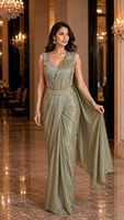 Sari en soie rose brodé, infroissable et anti-humidité, robe traditionnelle pour mariage et fête