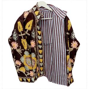 Unisex Black Blazar Outdoor Yellow Embroidery Quilted Cotton Breathable Jacket Full Sleeve <b>Spring</b> <b>Women's</b> <b>Coat</b> - Product Image 3
