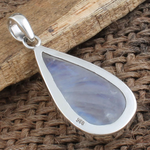 Collar de plata de ley 925 chapado en platino con colgante de piedra lunar arcoíris natural con engaste de bisel vintage, gema de fuego azul, hecho a mano - Product Image 5