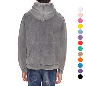 Sweat à capuche vieilli avec logo brodé sur mesure Vintage Washed Men Pullover Hoodie Heavyweight French Terry Streetwear Hoodie pour hommes - Product Image 1