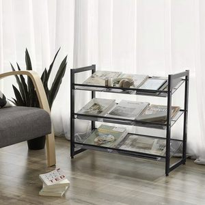 OEM/ODM Vietnam <b>3</b> Tier Adjustable Metal Mesh Shoe Rack Storage Organizer Stand Stackable Flat or Angled Shelf Black - Product Image 2