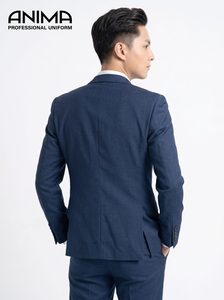 Premium <b>Navy</b> <b>Blue</b> Men's Wrinkle-Resistant Business Suit Elegant Executive Office <b>Blazer</b> and Trousers Set - Product Image 5