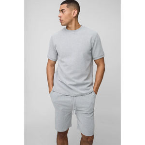 Ensemble vintage deux pièces, vêtements de sport décontractés, shorts et t-shirts, ensemble court deux pièces effet délavé et usé - Product Image 1