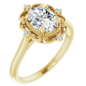 Stylish 10k/12k/18k Solid Gold Oval Lab Grown <b>Diamond</b> Cathedral Engagement & Anniversary <b>Ring</b> IGI Certified Women - Product Image 3
