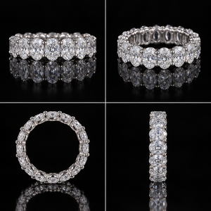 Anillo de Eternidad con Diamantes de Corte Ovalado, Oro Sólido de 10K, Anillo de Boda de Eternidad Completa, Diamante Moissanita, Fabricante de Joyería Personalizada - Product Image 2