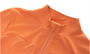 Ensemble de yoga 3 pièces pour femme à col montant et fermeture éclair intégrale, comprenant une veste avec passe-pouces, un soutien-gorge de sport et un legging taille haute pour la gym - Product Image 6