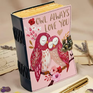 Journal en cuir véritable fait main avec motif hibou, 400 pages, lecture classique, cadeau romantique pour la Saint-Valentin - Product Image 2