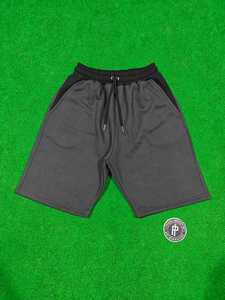 Shorts Bermuda en Coton Noir et Gris Brodés pour Hommes, Taille à Cordon, Couleur Unie, Tricotés, Décontractés - Product Image 1
