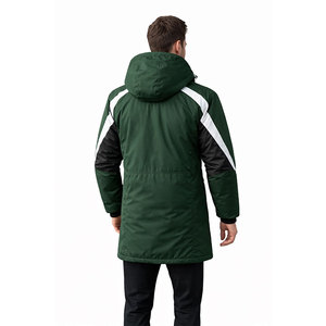 Wholesale Swim <b>Parka</b> <b>Jacket</b> <b>Waterproof</b> Hooded Long Winter Coat Black Green with Fleece Lining Custom Logo Team Sports <b>Jacket</b> - Product Image 5