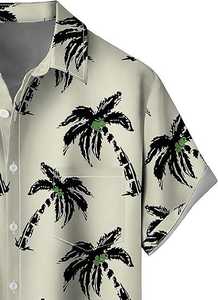 Camisa Hawaiana con Estampado de Palmeras para Hombre, Manga Corta, Casual, con Botones, para la Playa, Vacaciones de Verano, Ligera - Product Image 2