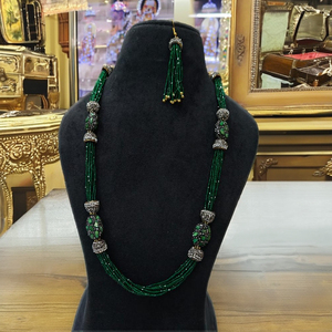 Conjunto de collar largo Hydro Pearl Mala de calidad superior del fabricante indio superior chapado en oro bodas fiestas joyería de moda - Product Image 1