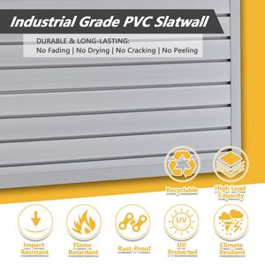 Organisateur de garage en PVC robuste pour panneaux rainurés, section de 8 pi x 4 pi, 10 panneaux, rangement mural de qualité industrielle, couleur gris anthracite foncé - Product Image 3