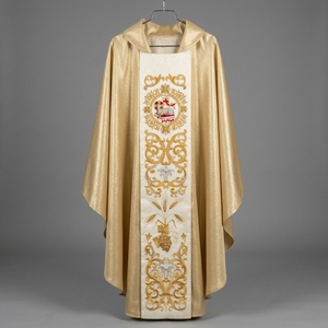 Chasuble Premium en Lurex Doré Brodé à la Main Motif Vignes de Blé, Vêtement Liturgique - Product Image 6