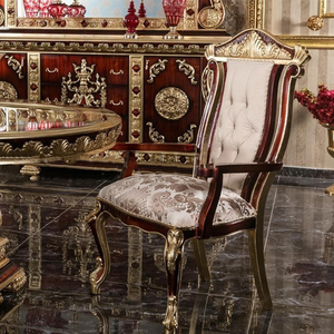 Imperial Plaza <b>Oval</b> <b>Dining</b> <b>Table</b> Set Handmade Traditional Royal European Furniture Antique Design Red Gold Finish - Product Image 3
