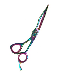 Ciseaux professionnels de coupe de cheveux de salon arc-en-ciel ciseaux de beauté pointus en acier inoxydable ciseaux amincissants droits émoussés en céramique - Product Image 5