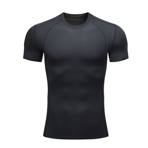 T-shirt de sport pour homme en soie de lait unie, à manches courtes, haute élasticité, imperméable, séchage rapide, anti-humidité, avec logo personnalisé OEM - Product Image 3