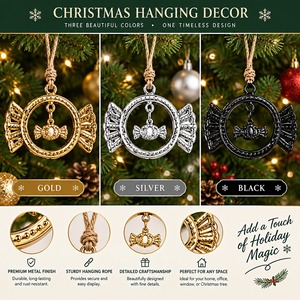 Ornement de Noël en métal argenté texturé, design circulaire suspendu, décoration traditionnelle pour arbre de Noël - Product Image 5
