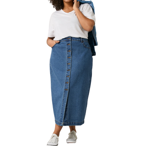 Falda Vaquera de Talla Grande para Mujer, Tela al por Mayor, Personalizable, Muestra Gratuita, la Mejor Calidad - Product Image 3