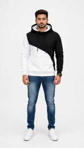 ONETEN APPARELS <b>Men's</b> Color Block <b>Hoodie</b> Plus Size Cotton French Terry Quick Dry Winter Pullover Sweatshirt - Product Image 1
