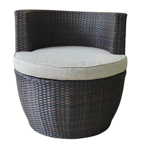 Ensemble bistrot moderne en osier tressé avec coussins moelleux et chaises à dossier rond pour salon de jardin ou bord de piscine - Product Image 3