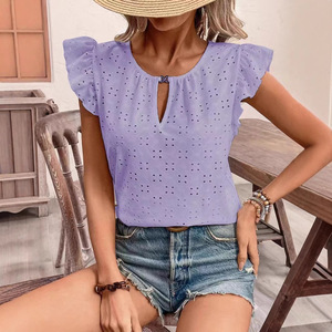 Camiseta corta para mujer, de tela suave, informal, moderna, a la moda, para verano. - Product Image 3
