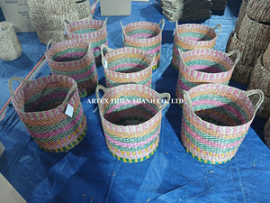ตะกร้าเก็บของทรงรีสานจากวัสดุธรรมชาติขายดี พร้อมหูจับสีขาว คุณภาพสูง ผลิตด้วยมือ สำหรับจัดระเบียบบ้าน รับผลิตแบบ OEM ODM ขายส่งจากโรงงาน - Product Image 6