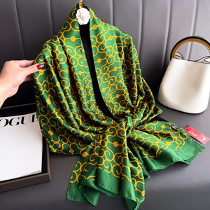 Pañuelo para la Cabeza con Patrón Geométrico al por Mayor, 180*90cm, Pañuelo Largo con Sensación de Seda, Hijabs Musulmanes de Poliéster, Chales de Seda - Product Image 4