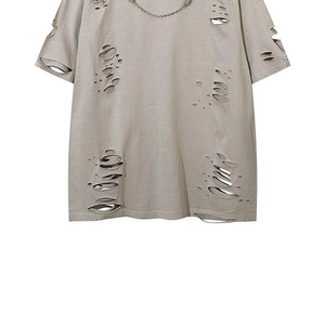 Low MOQ Heavyweight 100% Cotton Plain Custom Men's Distressed Oversized <b>T</b> Shirt Blank Plus Size Distressed Men's <b>T</b>-shirts - Product Image 4