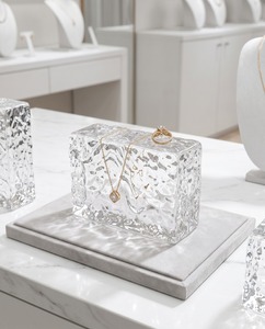 Clear <b>Acrylic</b> <b>Blocks</b> for Eco-friendly for Stylish Modern Jewelry Display Stand Easy Assembly Freestanding Design for Display - Product Image 1