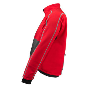 Men's Red Gray Color Blocking Fleece <b>Jacket</b> Windproof Stand Collar <b>Zipper</b> Closure Sporty Style Autumn Wear - Product Image 3