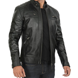 Chaqueta de cuero para hombre, estilo motociclista, corte ajustado, abrigo corto con solapa, chaqueta de PU, abrigo cortavientos con cremallera para otoño, ropa para hombre - Product Image 2