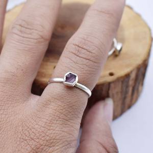 Raw Garnet Silver Plated <b>Ring</b> 5 to 7mm Electroplated Engagement <b>Ring</b> Handmade <b>Statement</b> Jewelry Gift for Women - Product Image 4