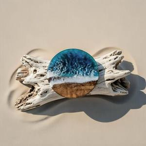 Handmade Modern Round Resin & Wood <b>Coaster</b> Set Natural Wooden <b>Drink</b> <b>Coasters</b> Epoxy Art Table Decor Housewarming Gift Collection - Product Image 3