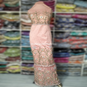 Vestido de Alta Calidad con Diseño Floral Intrincado y Lentejuelas, Estilo George Nigeriano, 120 GSM, Ideal para Bodas - Product Image 4