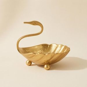 Cuenco Decorativo Hecho a Mano en Forma <span class=keywords><strong>de</strong></span> <span class=keywords><strong>Cisne</strong></span> <span class=keywords><strong>de</strong></span> Latón con <span class=keywords><strong>Cuello</strong></span> Esculpido y Patas Esféricas - Product Image 5