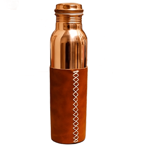 Copper <b>Bottle</b> with Black Faux Leather Carry Bag Trendy Design High Quality with Grip Cover Sleeve Luxury Drinkware All Occasions - Product Image 6