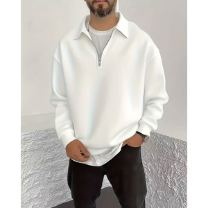 Sweat-shirt à col zippé pour homme, style streetwear, mélange polyester-coton, meilleure couture, vêtements européens - Product Image 4