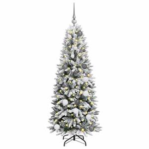 Sapin de Noël artificiel blanc à 150 LED, 59,06 pouces, lumières festives pour les fêtes - Product Image 3